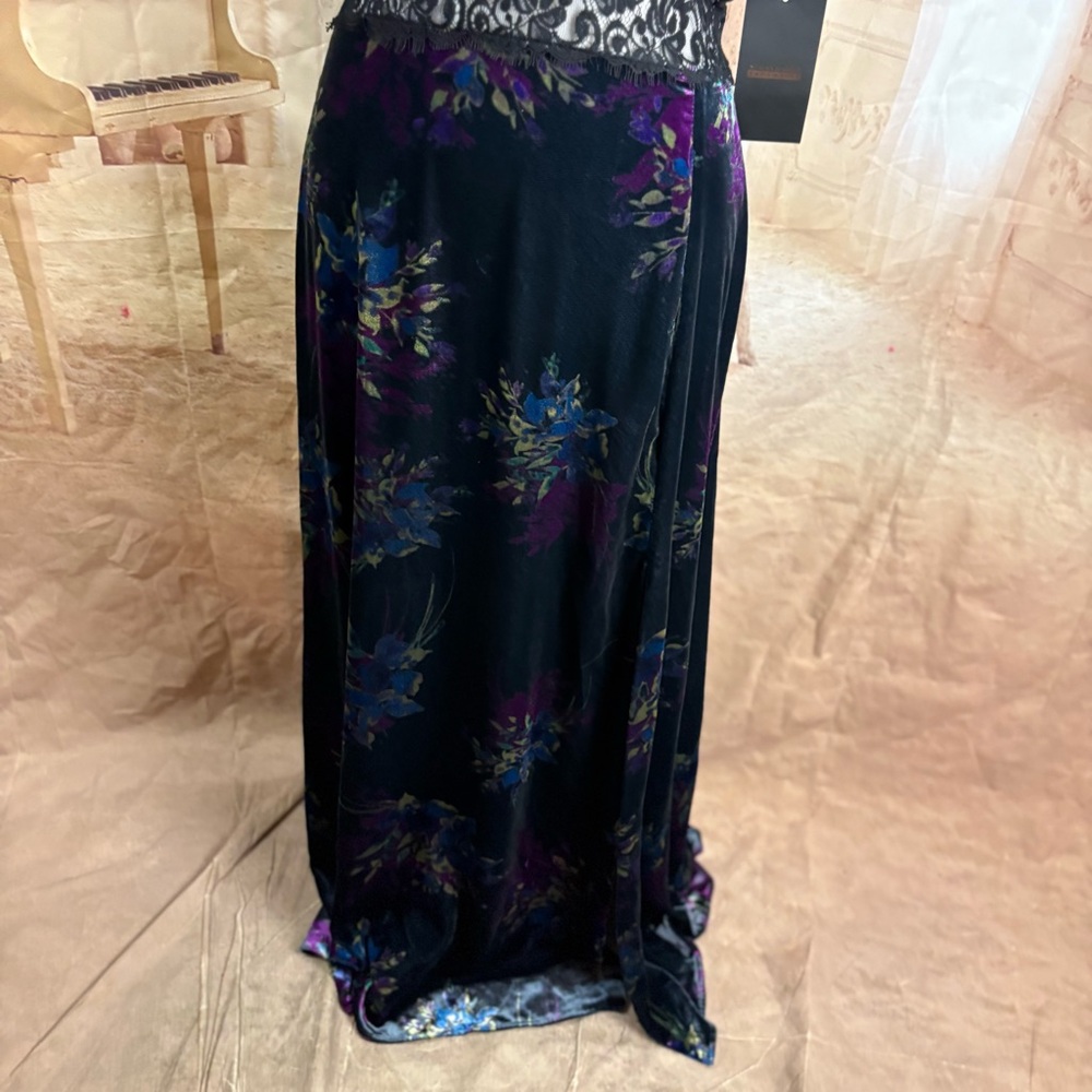 NEW Jill Stuart Women's Lace Inset Velvet Floral Maxi Dress - Picture 9 of 13